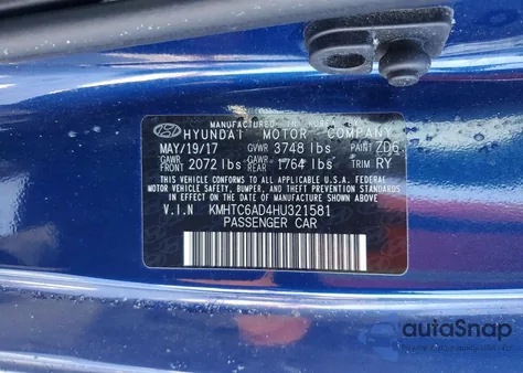 2017 Hyundai Veloster z USA, uszkodzony, nr VIN KMHTC6AD4HU321581